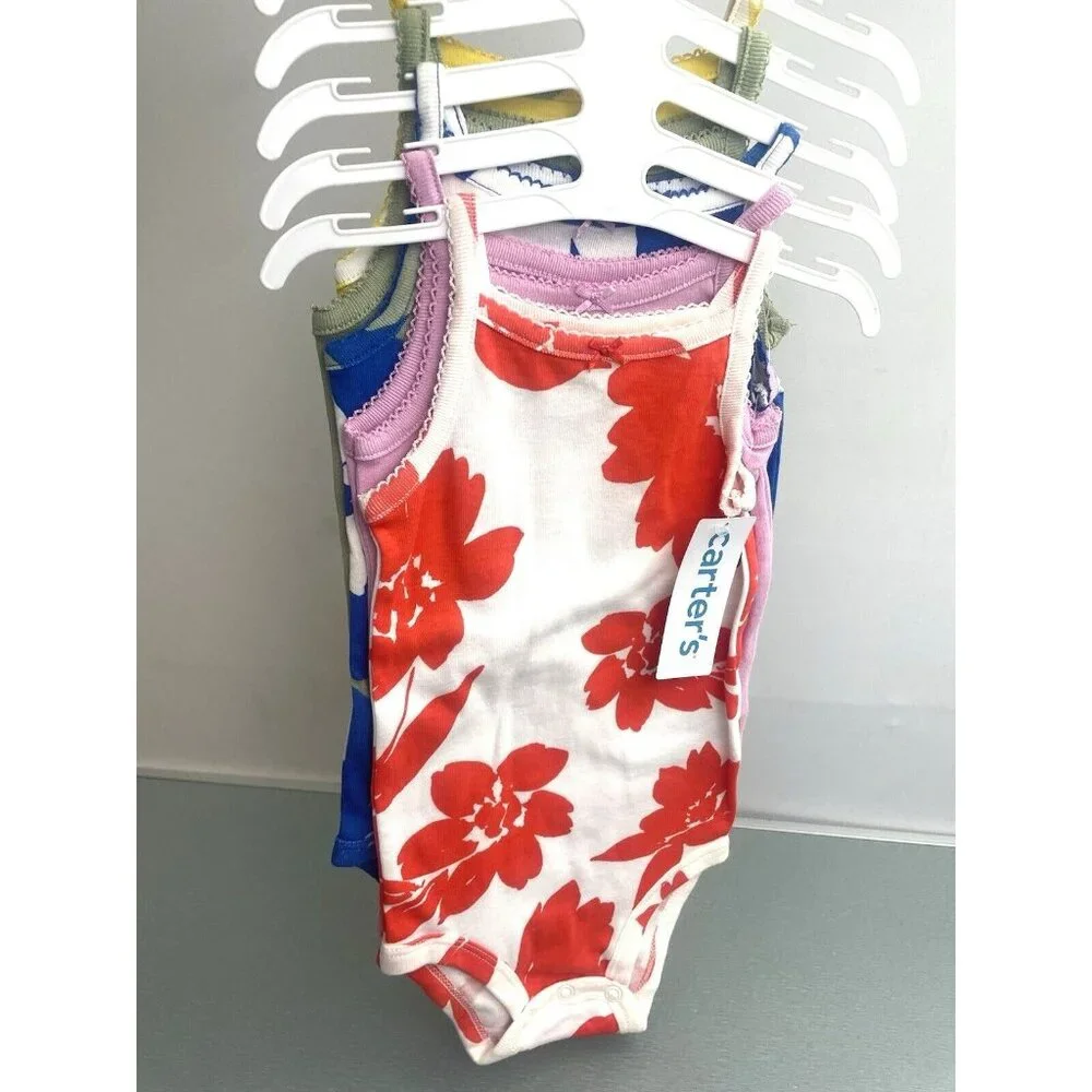 New Carter's Girls 5 Pack Floral Bodysuits 100% Cotton Size 9 Months